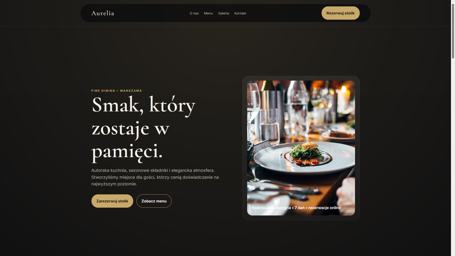 Zrzut ekranu Restauracja Aurelia